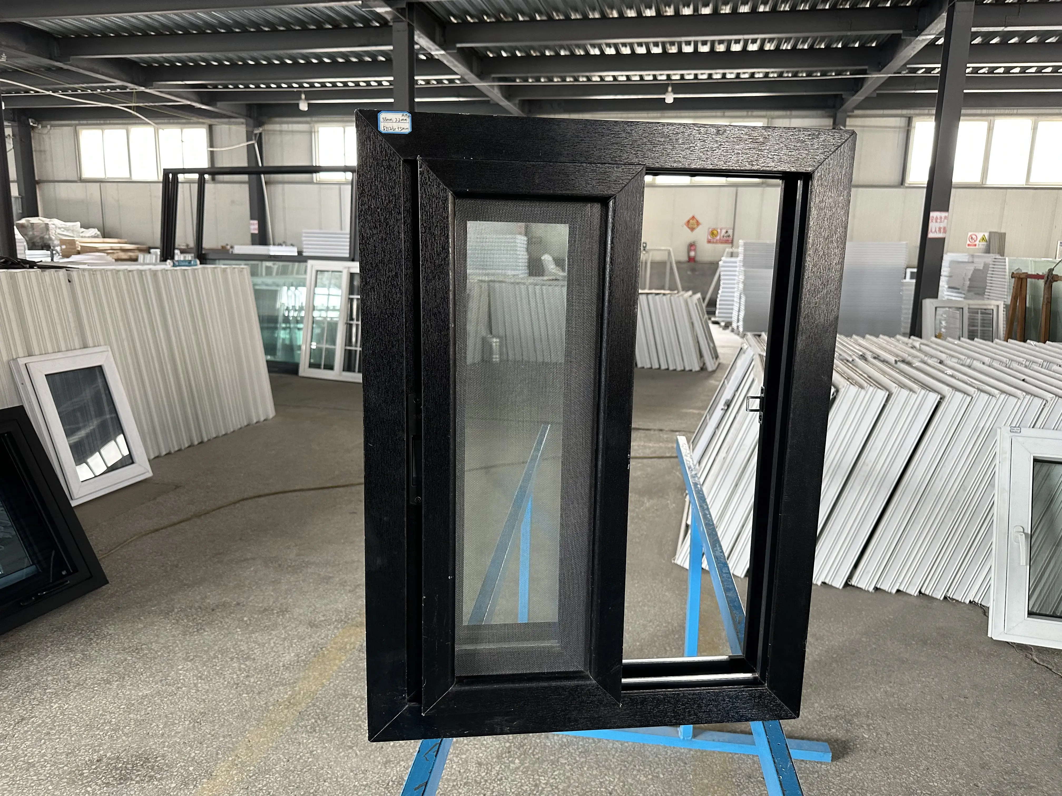 Soundproof Vertical Accordion Florida miami hurricane approved windows black UPVC sliding window