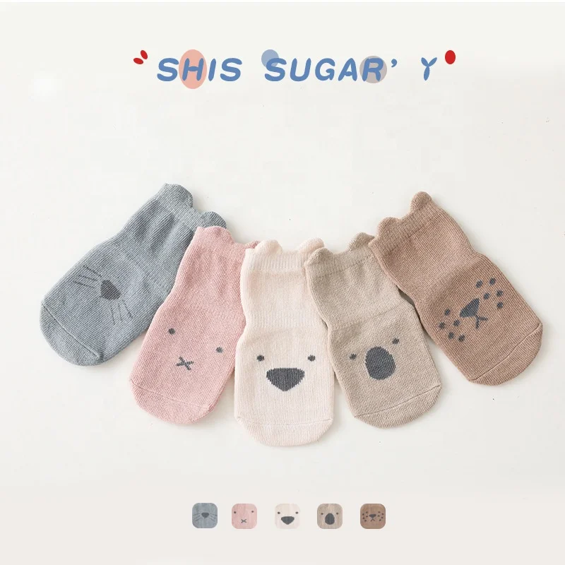 New Breathable Cartoon 100% Cotton Socks 0-3 Year Toddler Winter Floor Socks Landing Combed Cotton Baby Non Slip Socks