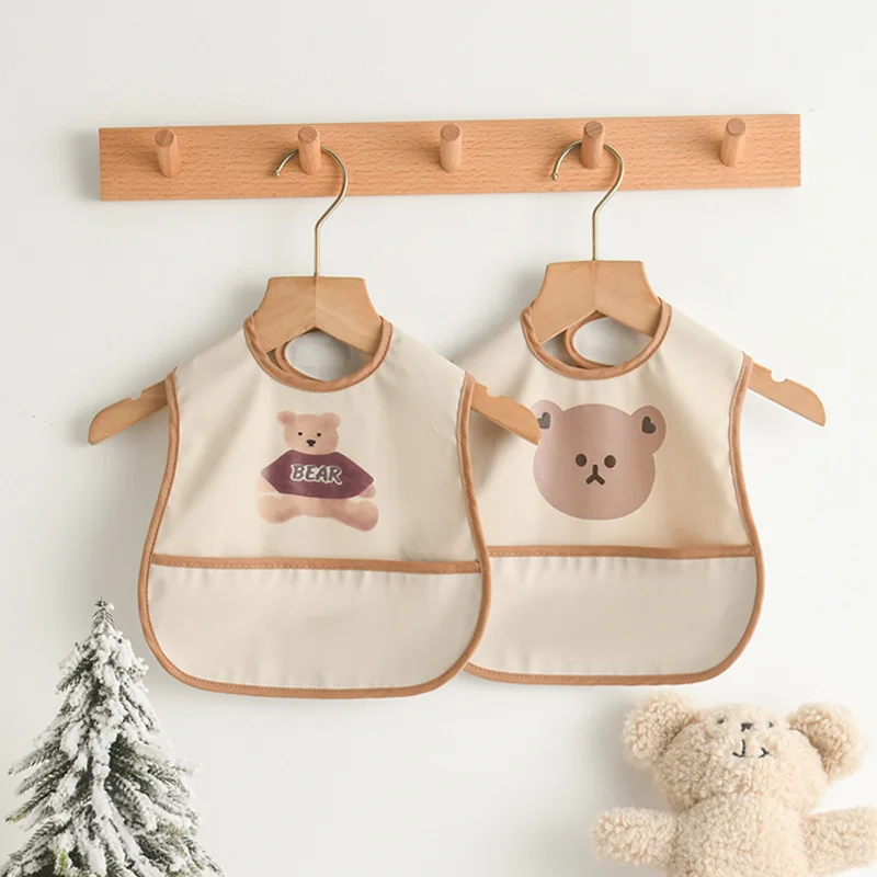 Waterproof custom logo muslim super soft inexpensive organic mess proof Baby cotton Sleeveless Apron Easy Clean PU Feeding Bibs