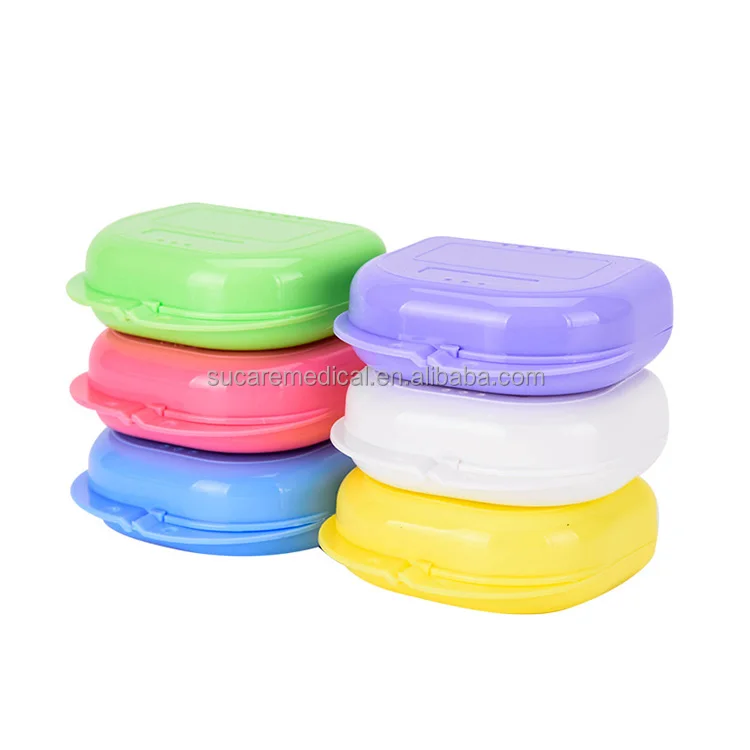 Plastic Colorful Orthodontic Aligner Brace Box Portable Dental Retainer Case