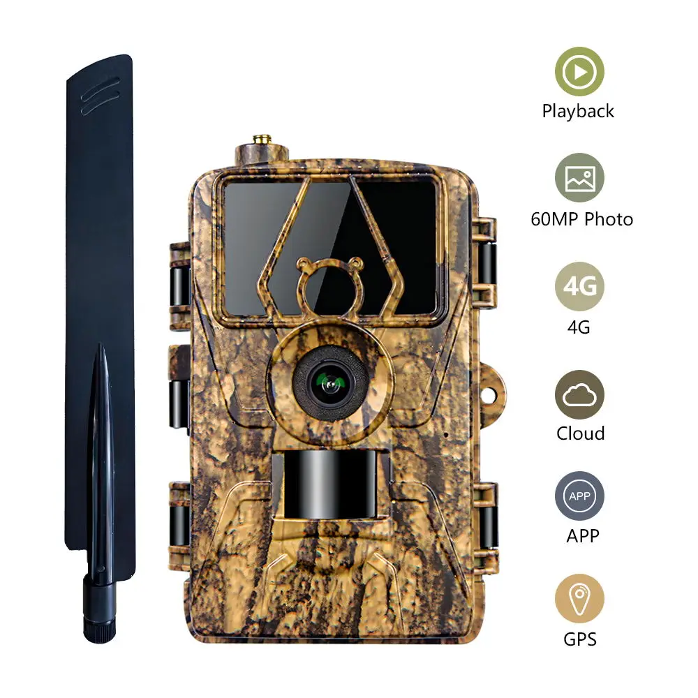 PR801W WiFi 8K Hunting Trail Camera Trap 60MP Support APP with IP66 Waterproof for Outdoor Animal Hunting