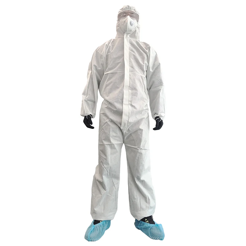 PPE III Custom type 56 SMS or Laminated Fabric Work Wear Suit Disposable Coverall Overalls Jumpsuit For Full Body Protection