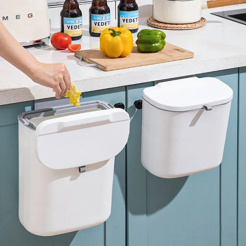 Household Plastic mini Rectangle Hanging Recycling Trash Can Garbage Bins Storage Bucket for Kitchen