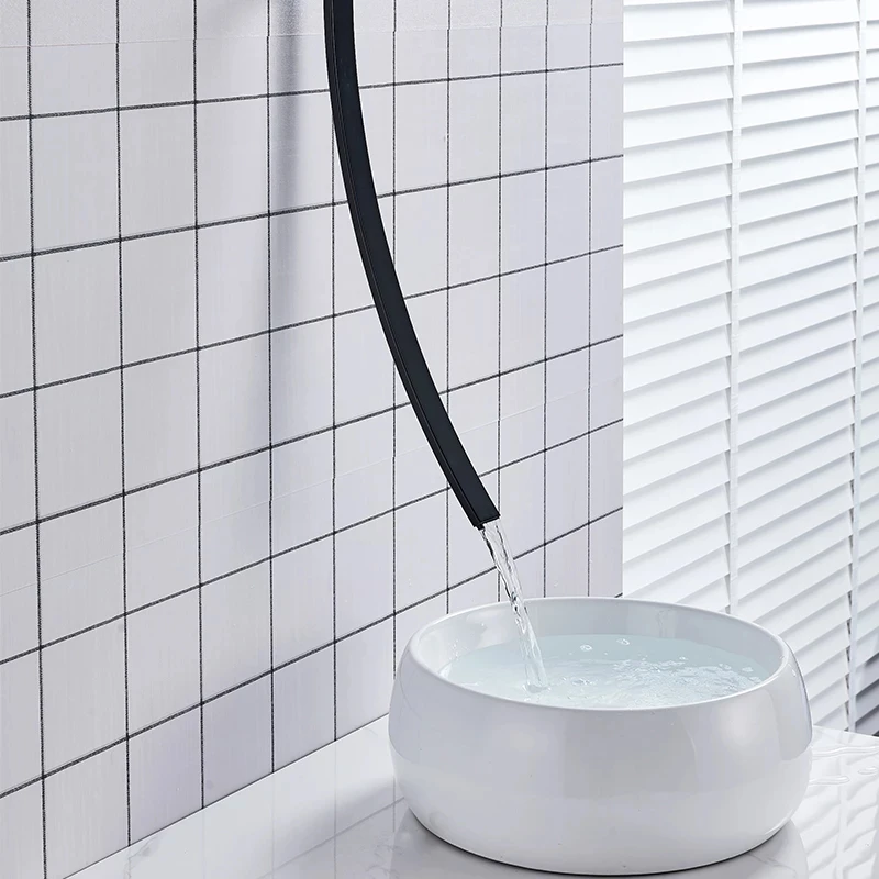 Basin Faucet Wall Mounted 70cm Spout Waterfall Single Handle Chrome Bathroom Mixer Tap Concealed Basin Sink Torneira