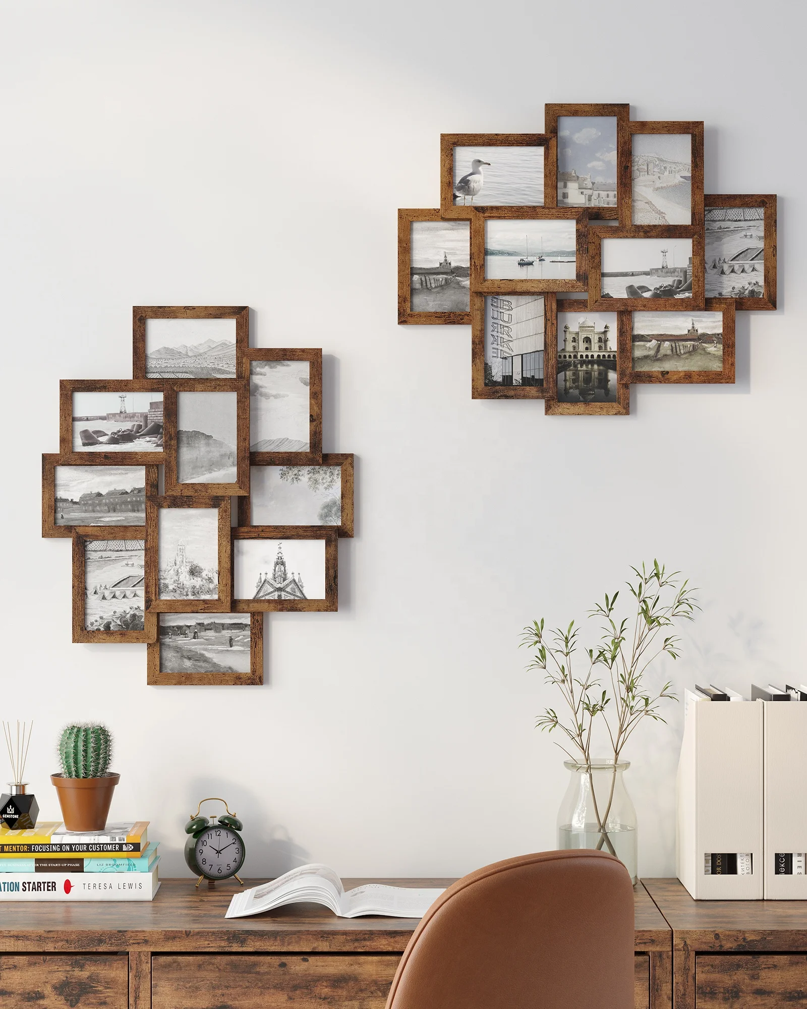 SONGMICS Wall Mounted Collage Picture Frames for 10 Photos in 10 x 15 cm Decorative Photo Frame