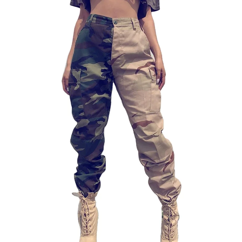 S-3XL Wholesale 2022 autumn women clothing ladies overalls Street style fashion stitching camouflage contrast color cargo pants