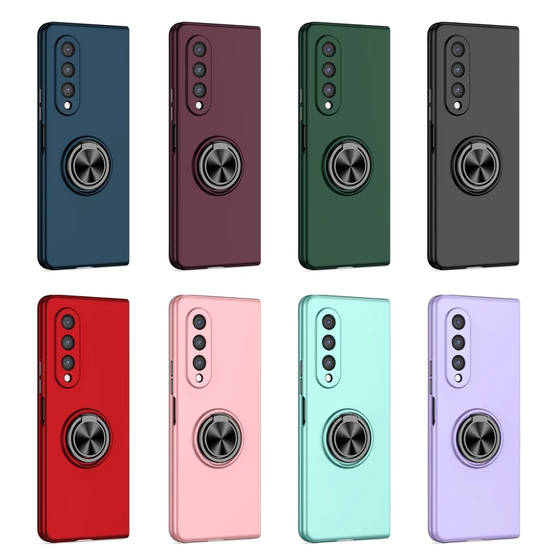 Ring Holder Kickstand Shockproof Hard Plastic PC Protective Mobile Phone Cover For Samsung Galaxy Z Fold 3 5G Case