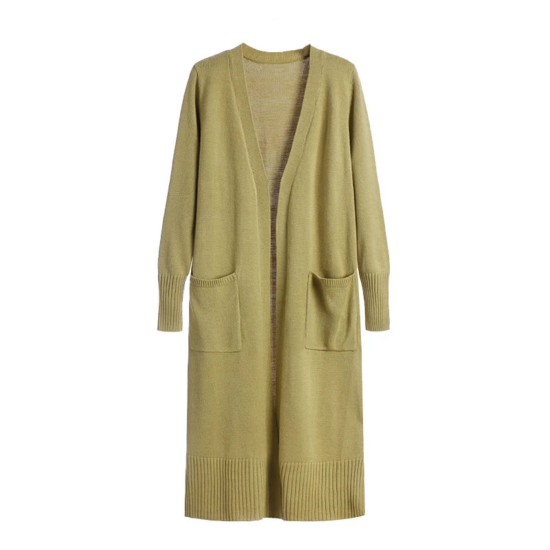 
Women Thick Mid-length Loose Pocket Long Sleeve Cardigan Knitting 