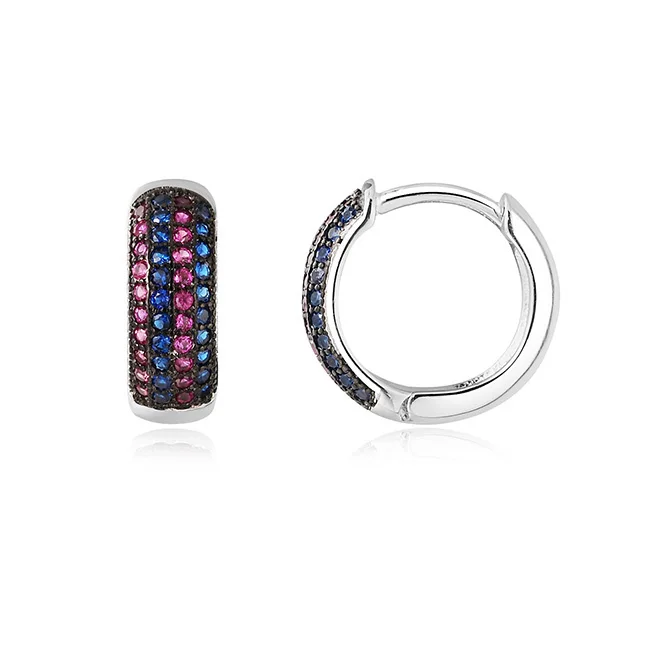 925 sterling silver jewelry wholesale hoop earrings beautiful color CZ silver jewelry earrings for women