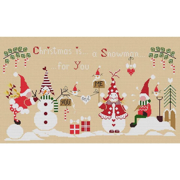 NKF OEM Christmas Gift Cotton Canvas Fabric DIY Handcraft Printed Home Deco Cross Stitch Embroidery Kit