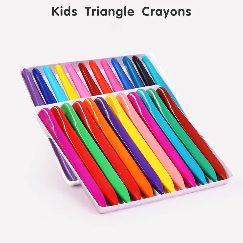 
wax plastic colored washable triangle crayons for kids 