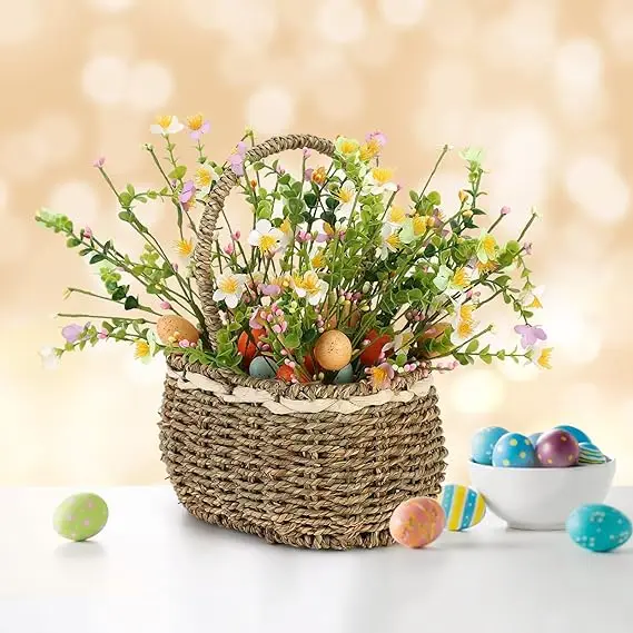 Easter Decorations 6 artificial Easter eggs Stem berries Eucalyptus greenery and flowers Spring Easter craft wreaths