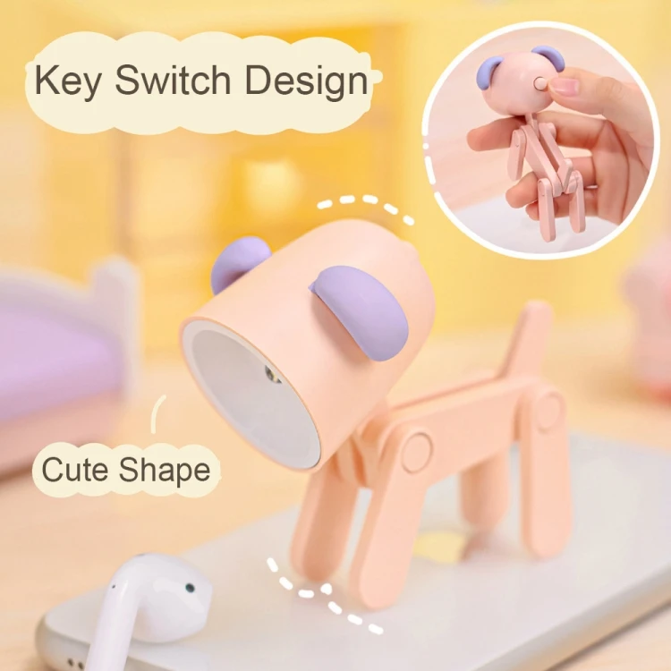 LED Mini Foldable Animal Cartoon Desk Lamp Pet Shape Decoration Computer PC Keyboard Night Light Phone Holder Child Table Lamp