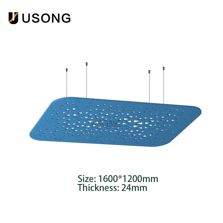 USONG 2024 Best selling False Ceiling Music Hall Office Karaoke Restaurant Interior Decoration Concise PET Acoustic Ceiling