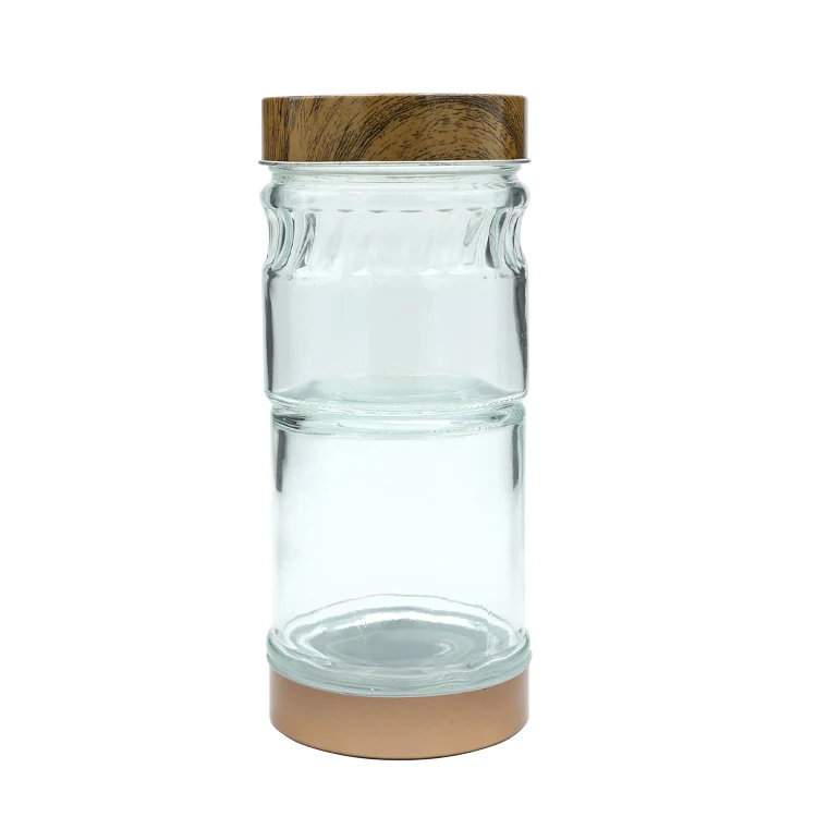 Glass Jars Kitchen Food Containers Set High Borosilicate Airtight Glass Canister Spice Honey Jars With Acacia Wood Lids For Food
