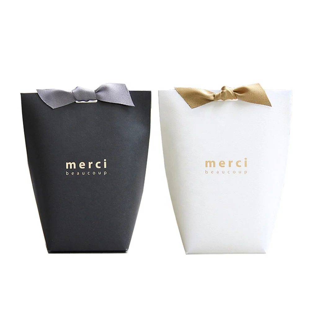 Bronzing Ribbon Candy Bag Candy Chocolate Box Wedding Favors Gift Packaging Merci Paper Bags