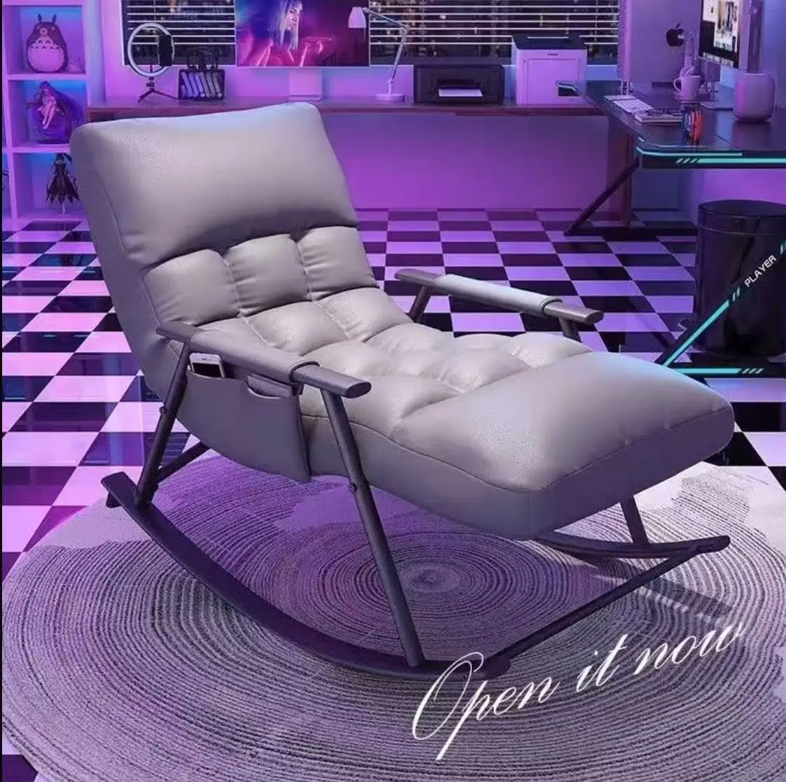 Nordic Modern Leisure Living Room Rocking Chair Comfortable Adult Plastic Metal Frame Wholesale Bedroom Furniture-Chaise Lounge