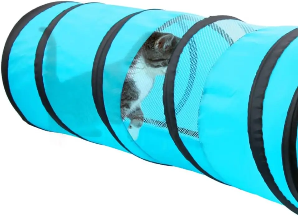 Pawise Interactive Cat Toy Pop Up Collapsible Cat Tunnel Toy Foldable Detachable  Cat Tunnel And Cube Set For Indoor Kitten Play