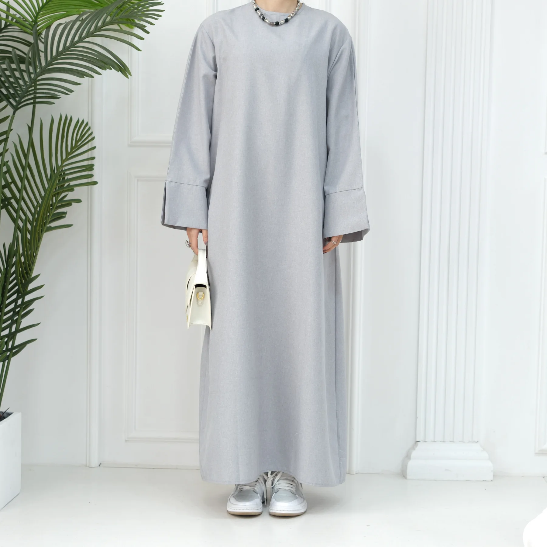 Yibaoli Manufacturer islamic clothing 5 colors linen abaya with open sleeve abaya women muslim dress new