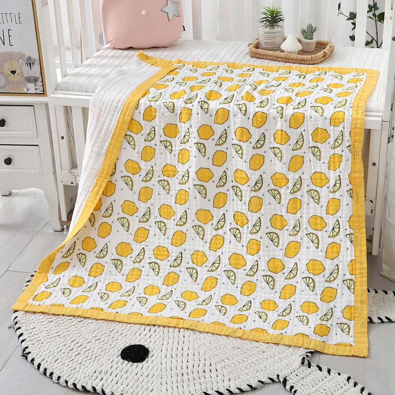 Wholesales Custom 110*110 cm 100% Organic Cotton Blanket 6 Layers Muslin Swaddle Wrap Baby Blankets for Newborns Muslim Blanket