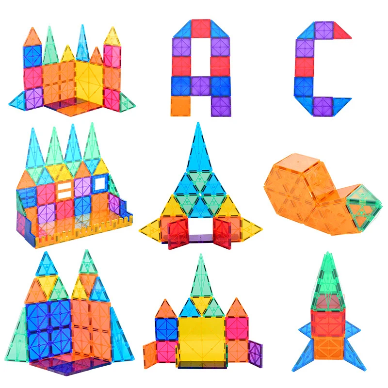 30PCS Magnetic Tiles Building Blocks, 3D Magnet Blocks Construction Playboards for Kids Toddlers, Educational STEM Preschool Toy