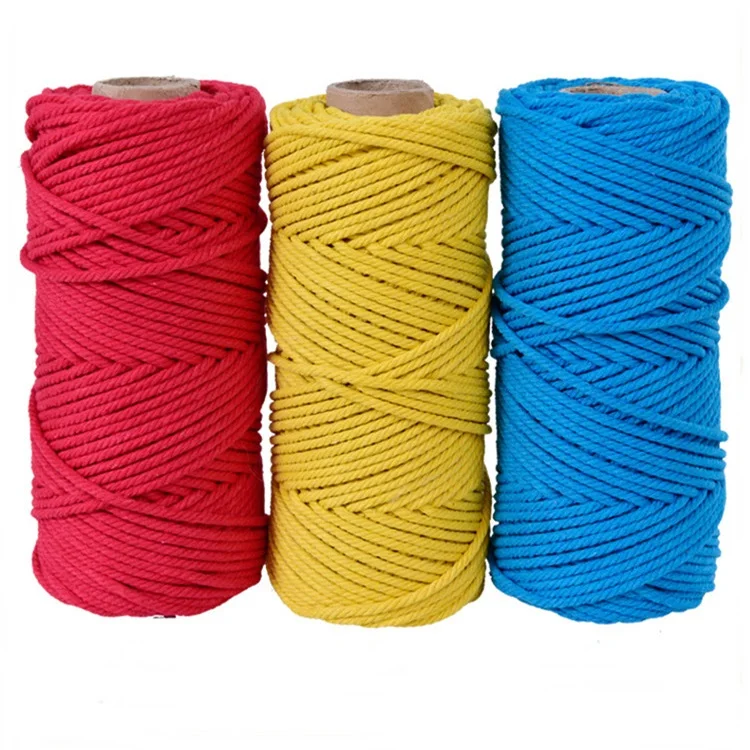 Hot Sale  4mm Diameter 100 Meters Long Cotton Polyster Strings Rope Macrame Braided Cord for Knitt