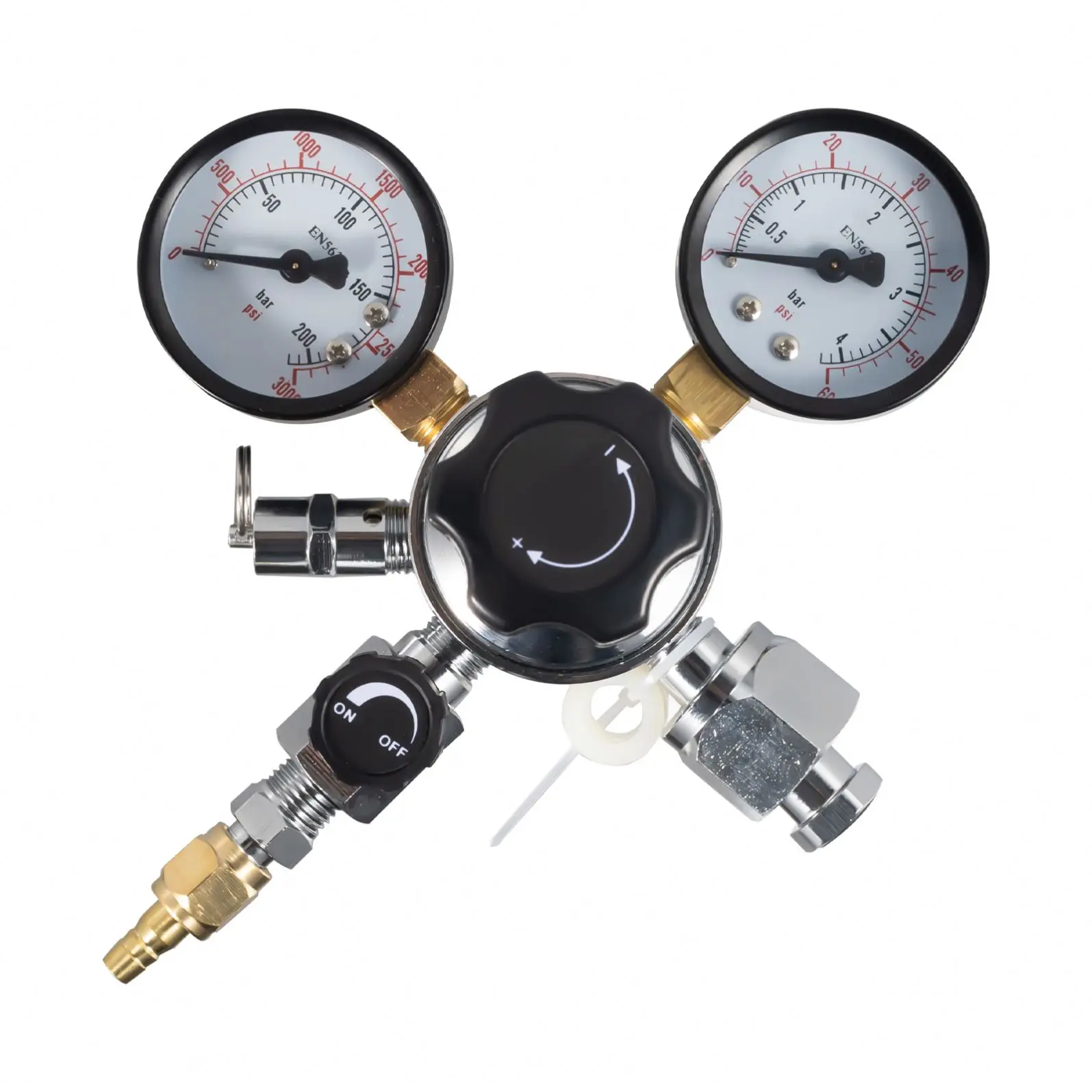 CGA320,W21.8,G5/8' CO2 regulator dual gauge beer barrel pressure reducing valve