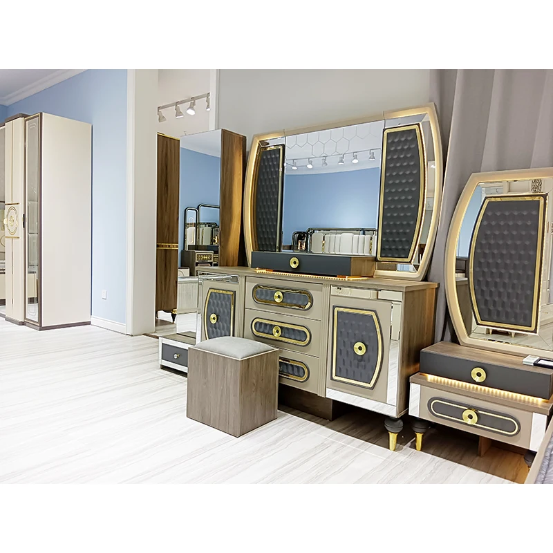 Modern Luxury Art Designer Bedroom Set High-End Villa Large Size Furniture with Storage Feature Wood Style MDF for Hotels