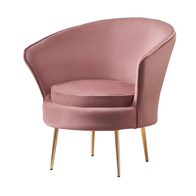 cheap high quality Modern living room furniture petal chair back modeling velvet fabric metal feet living room armchair sofa