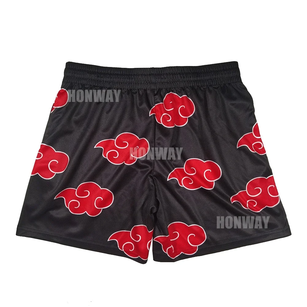 Custom Polyester Single Layer Net Basketball Shorts Quick Dry Men All Over Print an Anime x Gym Mesh Shorts