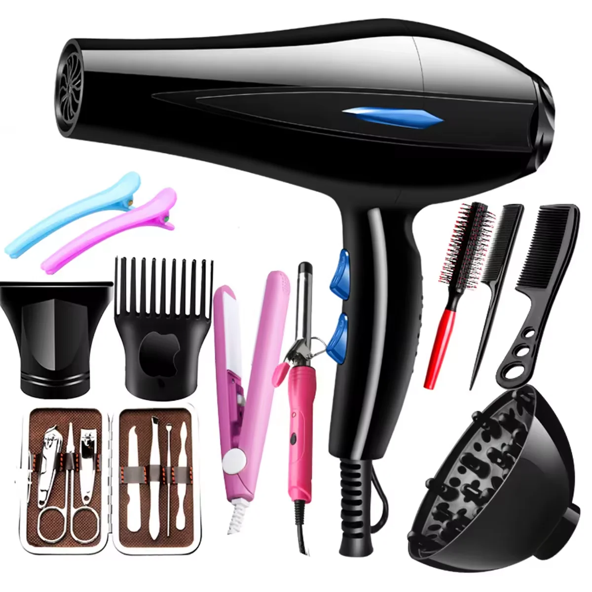 12 Pcs 3 Heat Cool Settings High Power Hair Dryer Professional Hair Blow Dryer Set One Step Volumizer Hair Dryer With Diffuser