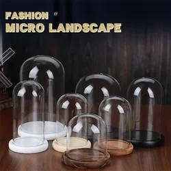 Display Decorative Custom Wholesale Glass cloche bell Dome With  wooden base bell dome with cork cloche glass dome