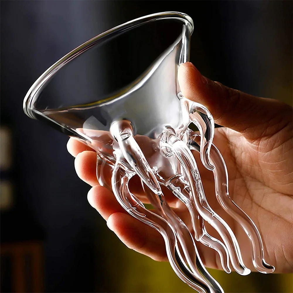 Creative Clear Jellyfish Cocktail Glass Goblet Bar Octopus Martini Glasses Cup