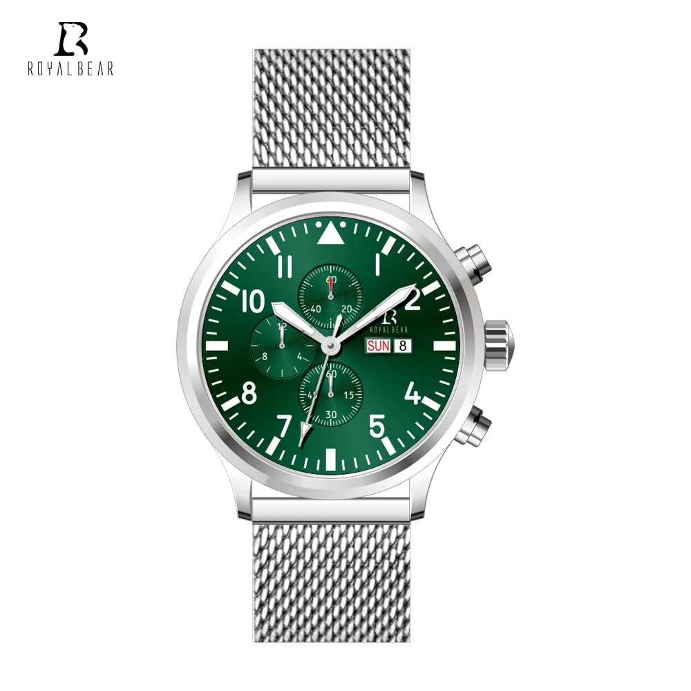 western China gents timepiece original Mesh Strap water resistant Chronograph  sports wristwatch