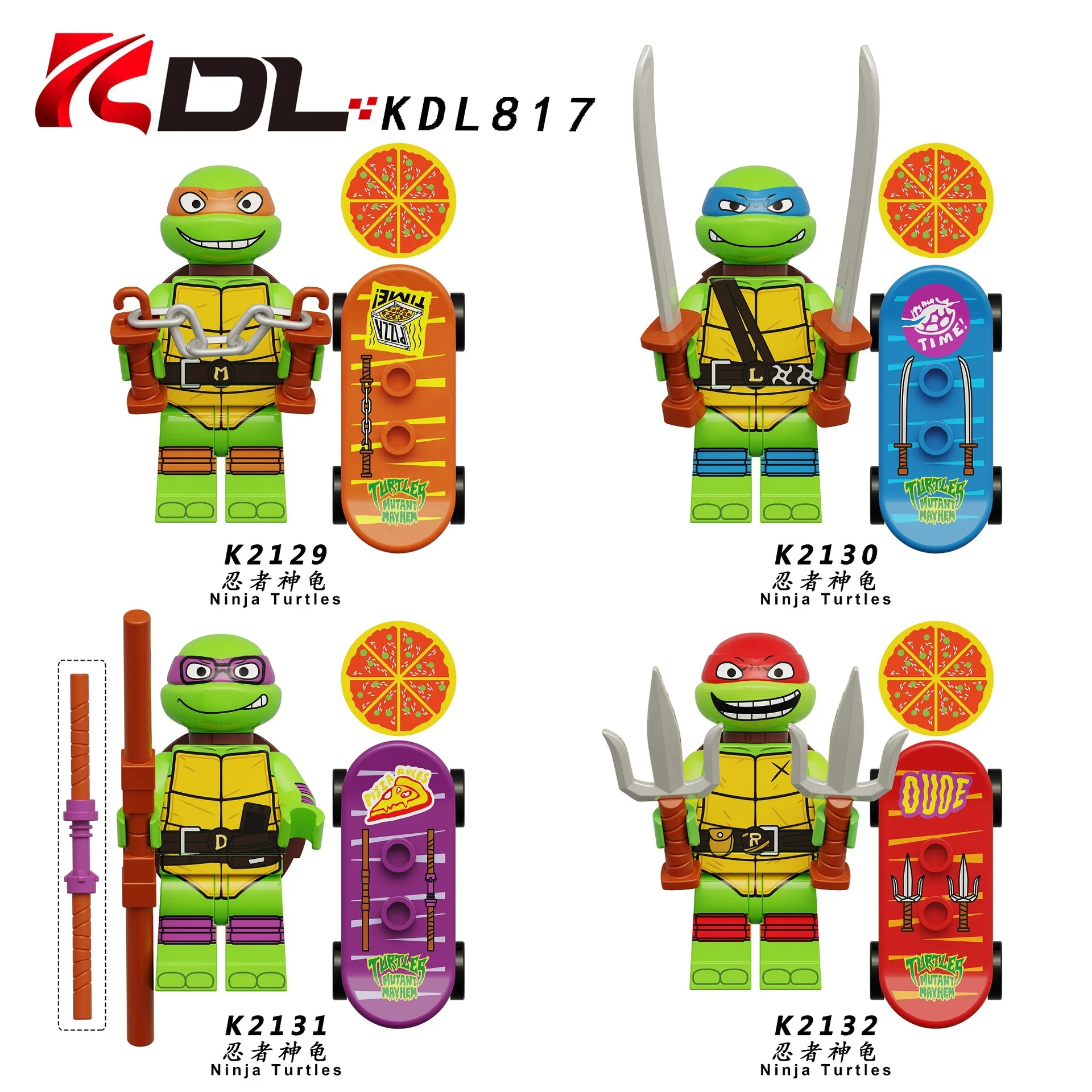 KDL817 фильм телевизионные комиксы игры четыре черепахи Раф Дон Лео Майк фигурки строительные блоки развивающие аниме детские игрушки