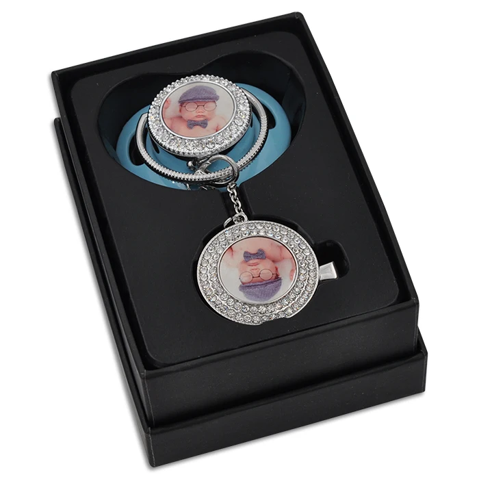 
Wholesale lovely baby bling bling pacifier clear rhinestone with clip pacifiers for children 