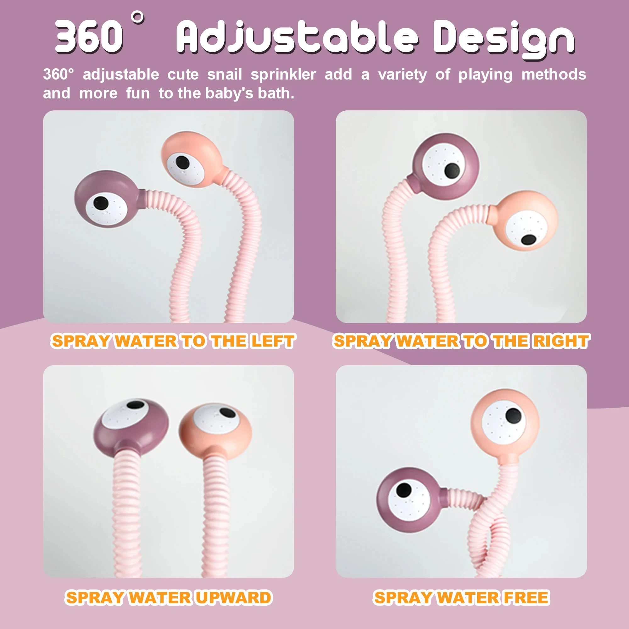 Newest Electric Water Spray for Toddlers Baby Hand Shower Snail swimming Bath Toys