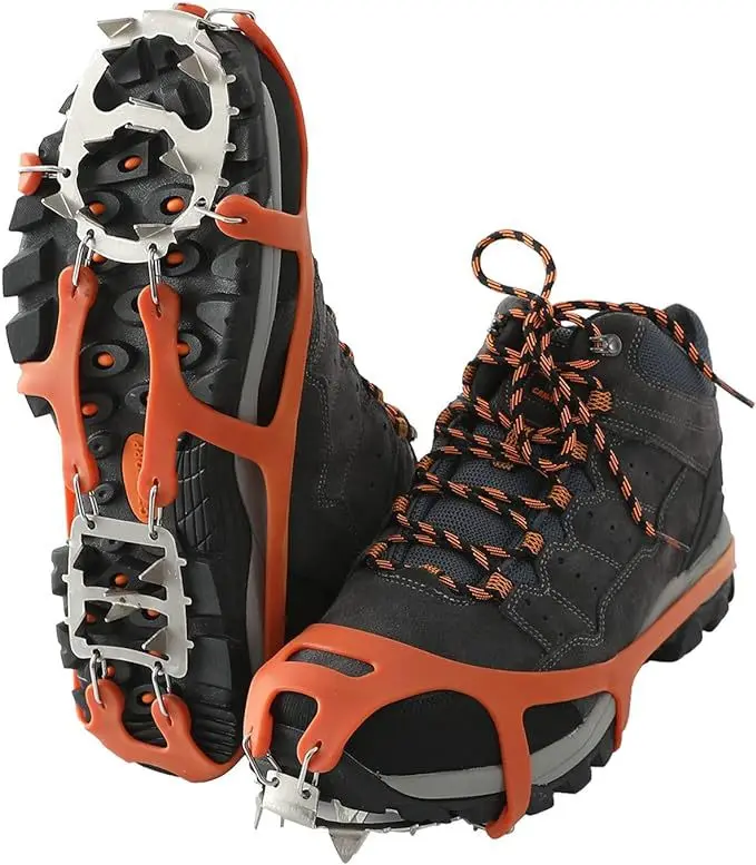 Outdoor 18 Tooth Cleats Anti Slip Silicone Stainless Steel Ice Claw Ice Climbing Shoe Cover Hiking Shoe Studs Steel Foot Chain