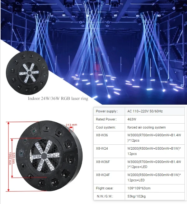 AOPU 24W Or 26W Matrix RGB Laser Light With Fans LED Party Light Disco Stage Projector Laser Lights