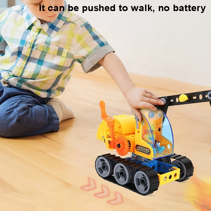 117pcs 6 in 1 city construction truck model DIY building kit children hand on STEM screw engineering building blocks toy for kid