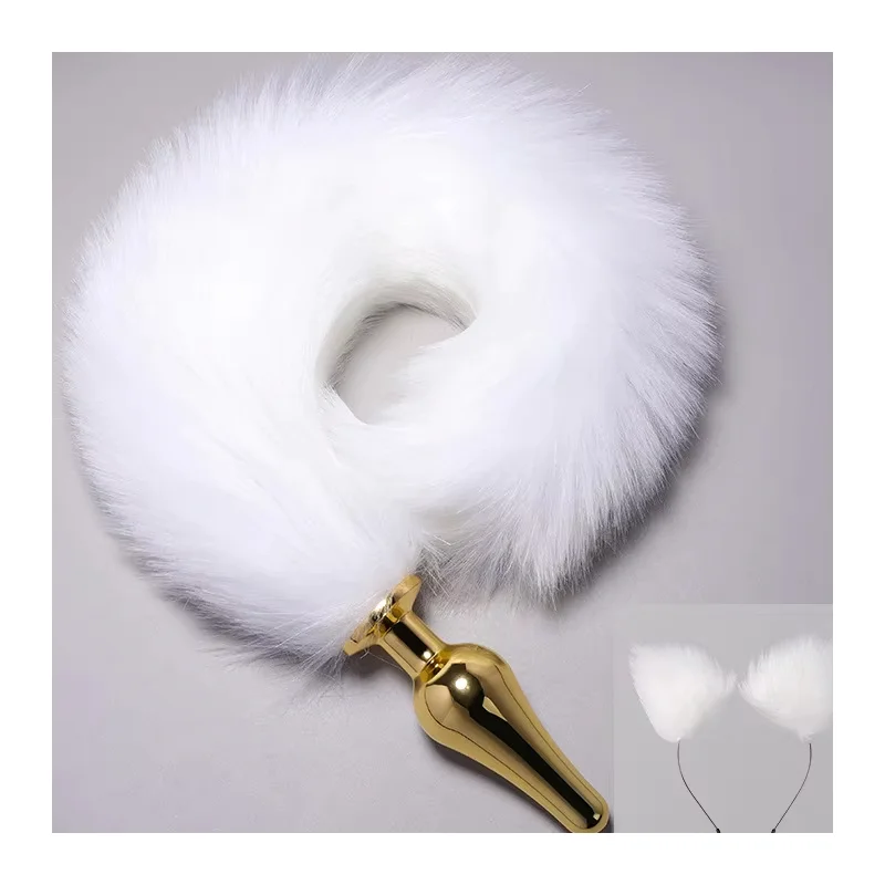 Wholesale Cute Tail Anal Plug Cat Ears Headbands Set Adult Games Anal Bead Metal Butt Plug Erotic Cosplay Sex Toy For Women Male