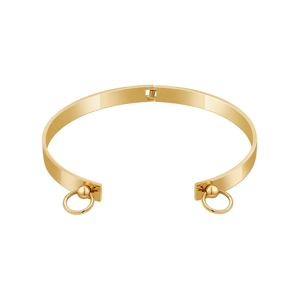 18K Gold Plated Stainless Steel Jewelry Spring Collar Choker Clearance Sale Necklace P9100