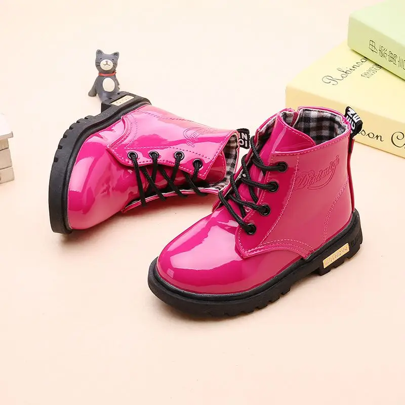 Children Boots Kids Girls Boots Casual Autumn Winter PU Leather School Boy Shoes