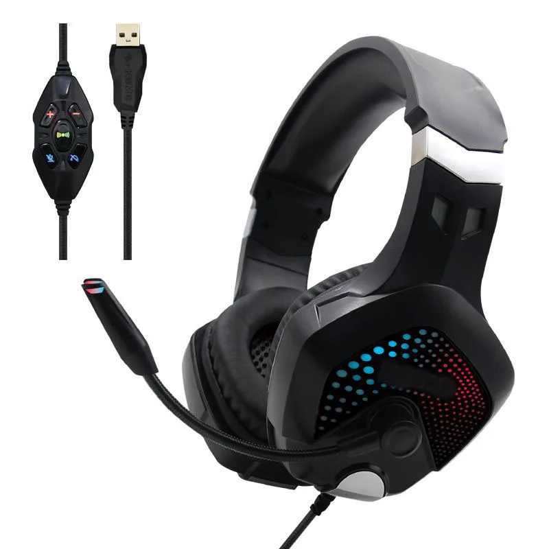 Wired Gaming Headphone 7.1 surround sound Game Headset With Mic And Rgb Light