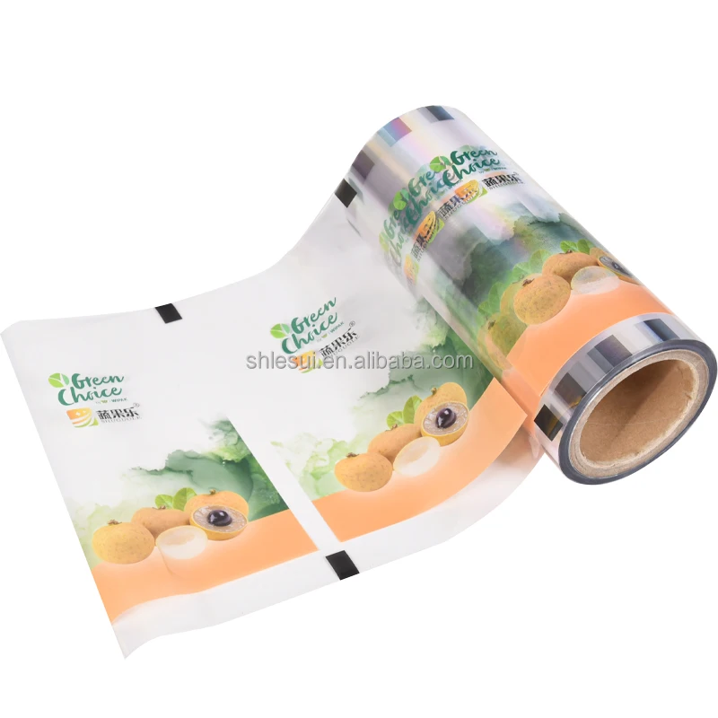Lesui hot sealing film roll PE PET custom logo printing tray lidding thermoforming film for fruit meat food packaging