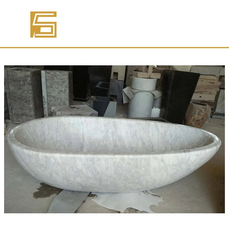 Hand made Carving natural stone hotel decor freestanding free standing bathtub