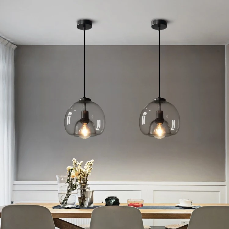 Фабрика хорошего качества деревенский стеклянный подвесной светильник для кухни роскошный ресторана нордический современный шар люстра