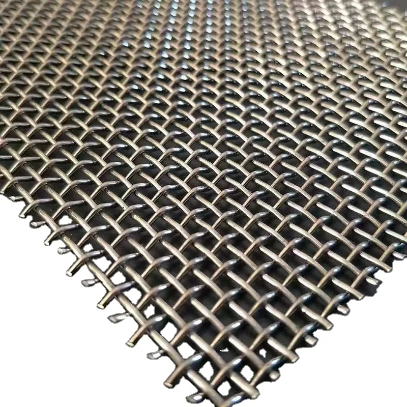 High Tensile 65Mn 45# Manganese Steel Iron Wire Woven Quarry Rock Square Hole Crimped Mesh for Mining Cut Bend Punch Metal Frame