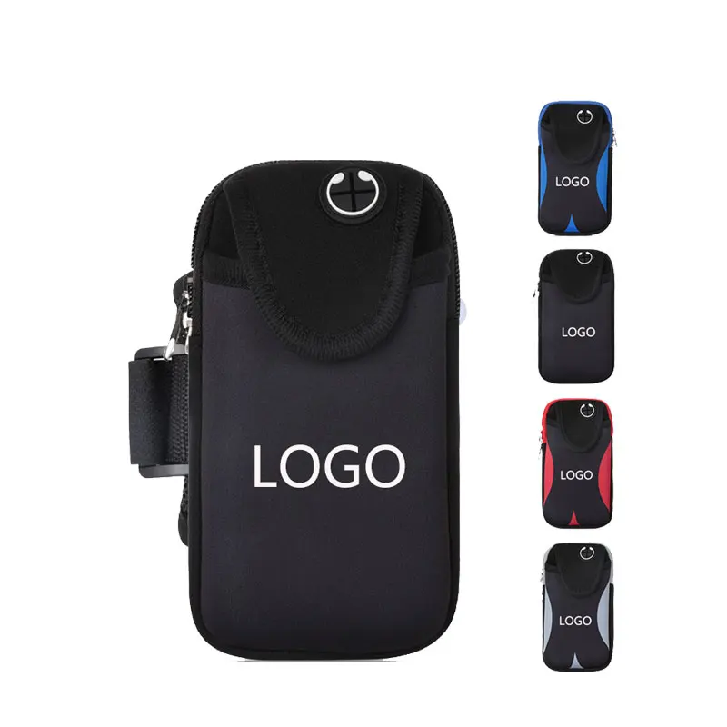 Custom Logo Waterproof Outdoor Jogging Exercise Sport Adjustable Neoprene Running Mobile Cell Phone Wrist Arm Bag Men Women