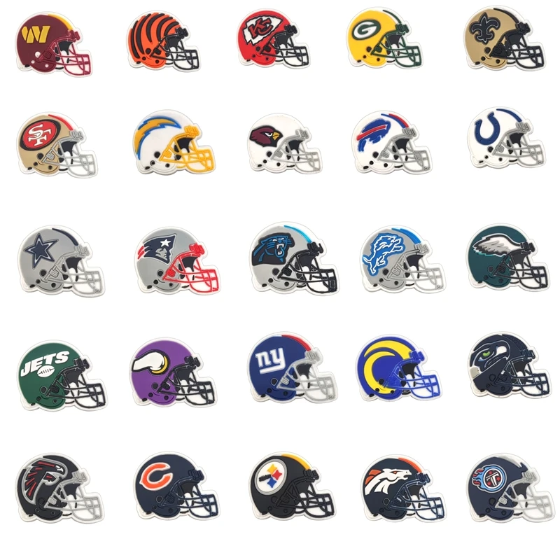 Wholesale Helmet Sports Team Cowboys Cartoon PVC Shoe Charms Custom Clog PVC Shoe Decorations for Boy